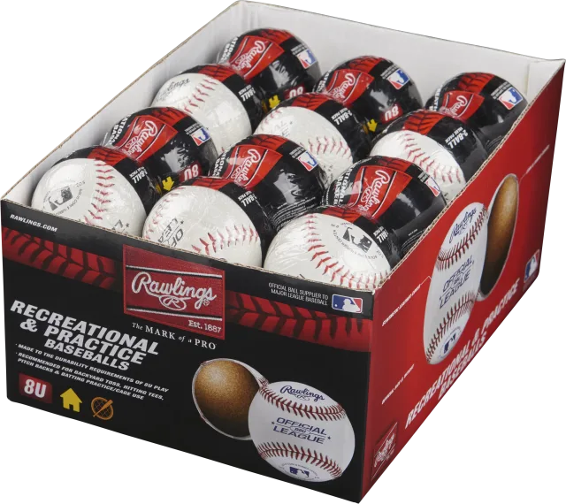 RAWLINGS 8 AND UNDER OFFICIAL LEAGUE BASEBALL - 2 DZ DISPLAY BOX