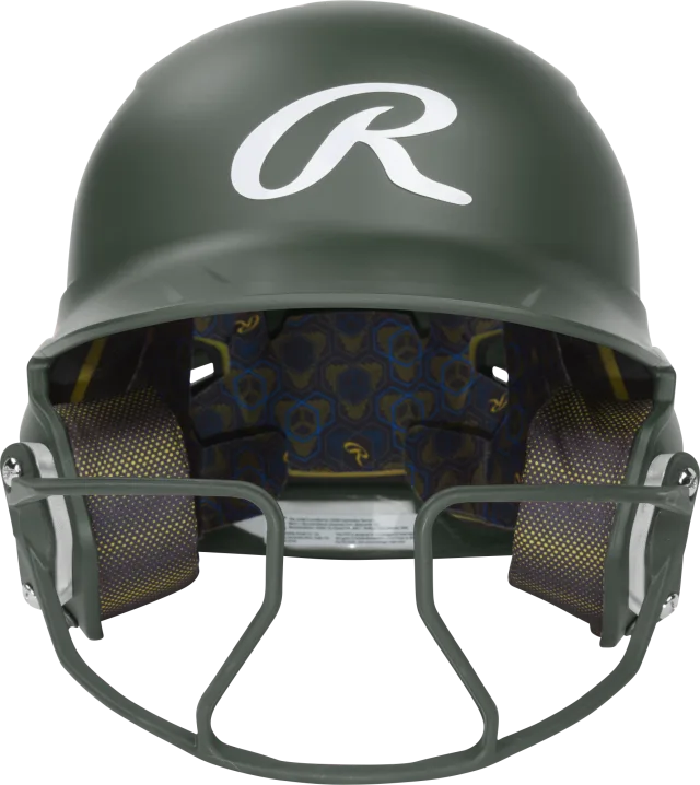 RAWLINGS MACH HI-VIZ JUNIOR MATTE 1-TONE BATTING HELMET WITH ATTACHED VIZSBFG