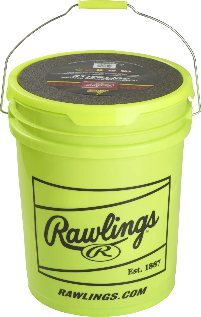 RAWLINGS 6 GALLON COLLEGIATE/HIGH SCHOOL/TRAVEL PRACTICE BALL/BUCKET COMBO - INCLUDES 18 RFPBP12SY
