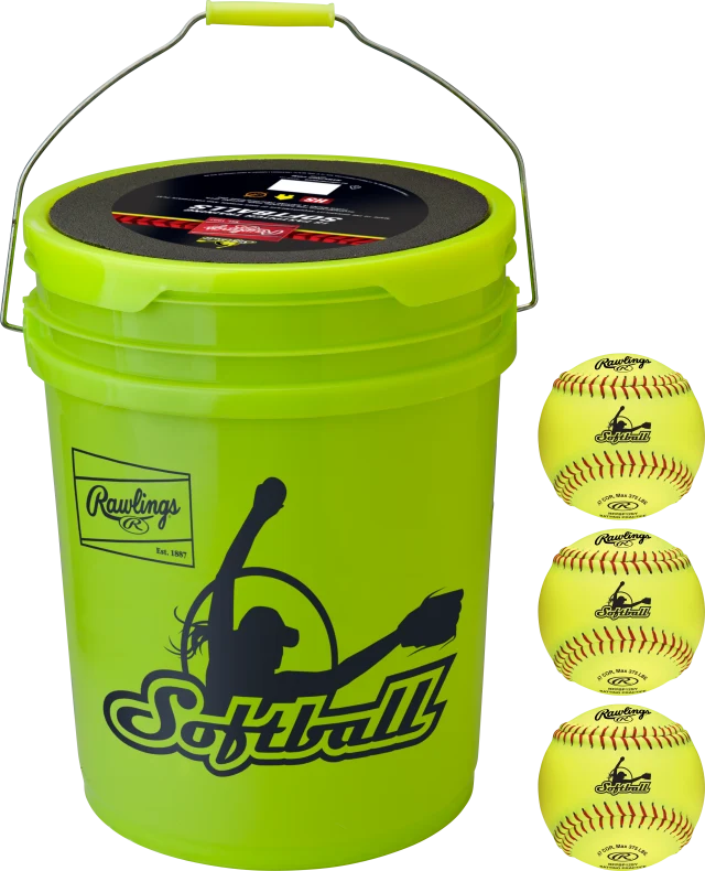 RAWLINGS 6 GALLON COLLEGIATE/HIGH SCHOOL/TRAVEL PRACTICE BALL/BUCKET COMBO - INCLUDES 12 RFPBP12SY